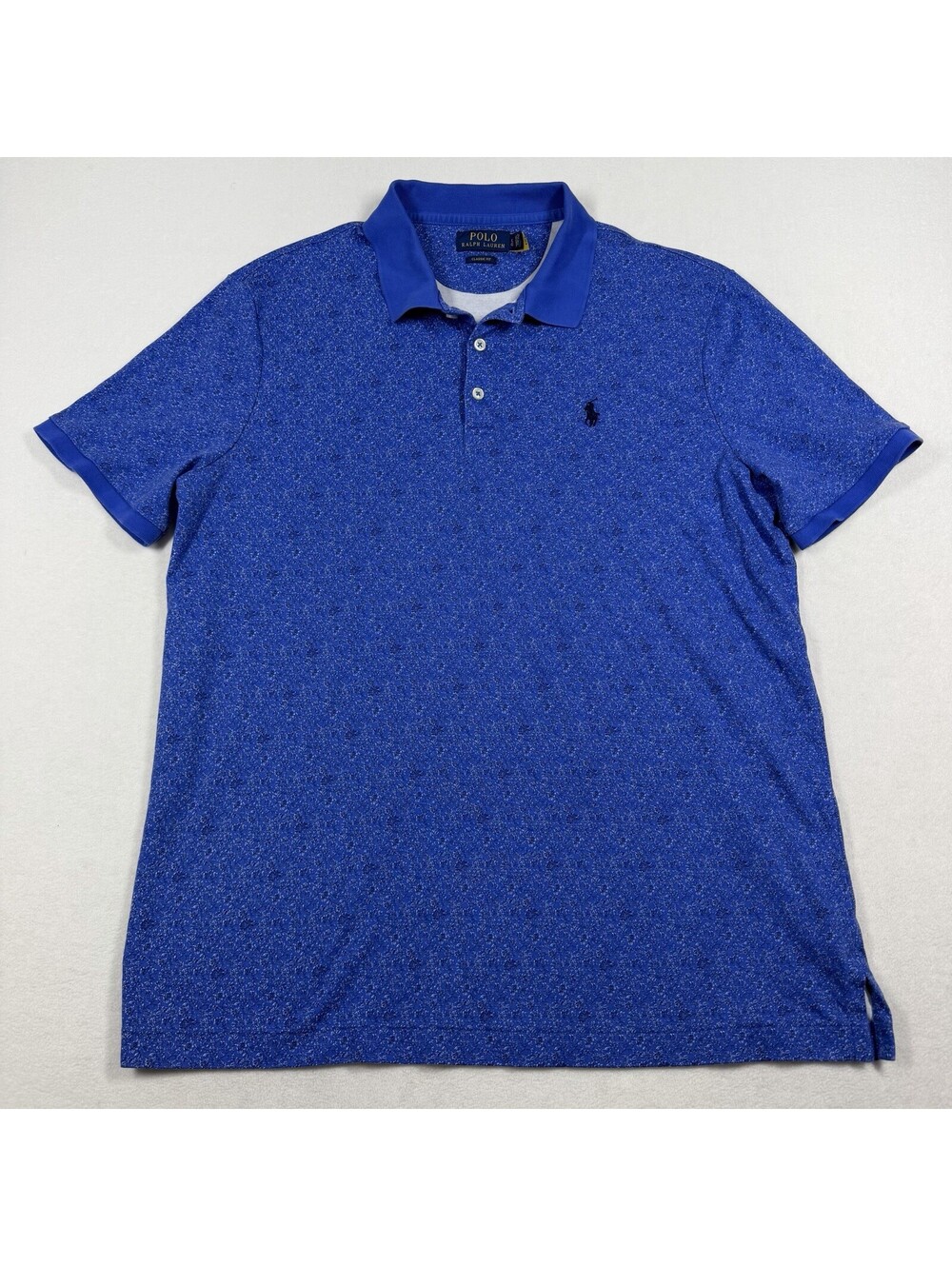 POLO RALPH LAUREN Blue Floral Knit Short Sleeve Polo Shirt Men’s Size Large